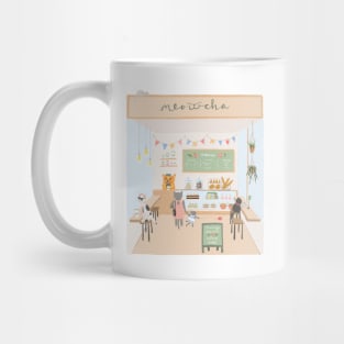 Cat cafe - cute tea coffee bakery scene Mug